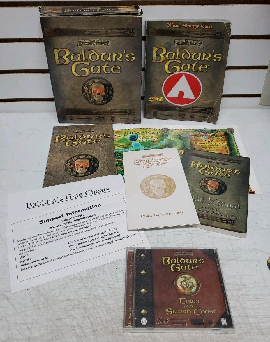 Baldur’s Gate (1998, PC Big Box) Discs, Manual, Map + Tales of Sword Coast Game