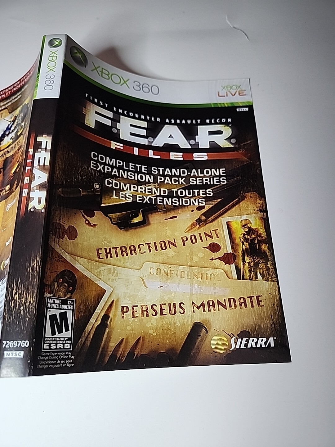 F.E.A.R. Files (Microsoft Xbox 360) Complete CIB Very Clean Disc