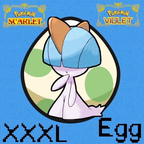 MALE Ralts XXXL Shiny Egg Lv. 1 6IV Jumbo Alpha Size Pokemon Scarlet Violet SV