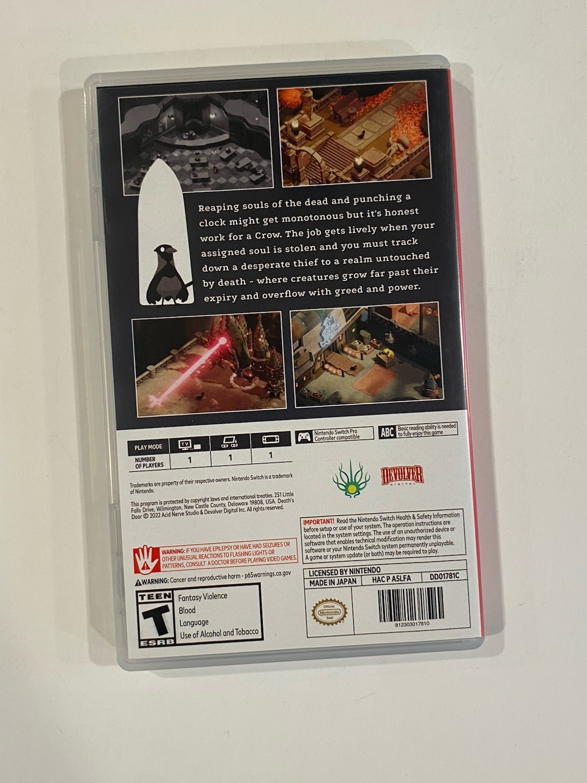 Death’s Door (Nintendo Switch, 2022) Devolver Complete W/ Insert, CIB, Tested!