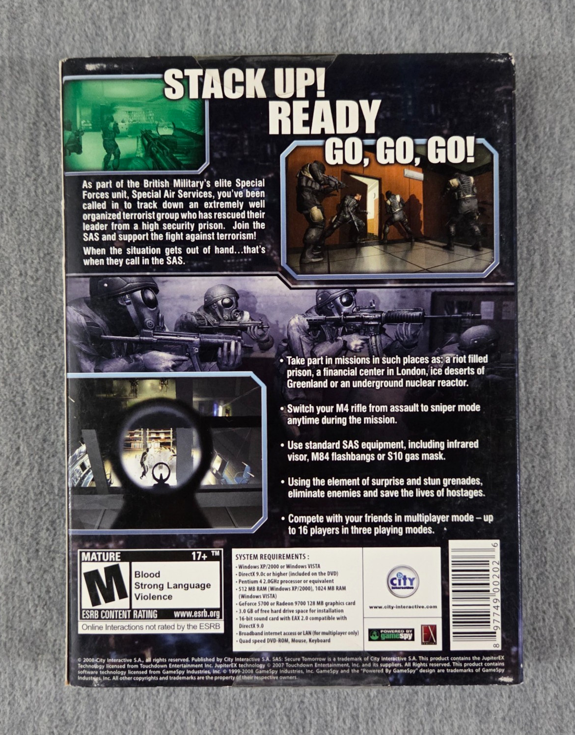 SAS Secure Tomorrow PC Game DVD-ROM with slipcover 2008 NEW