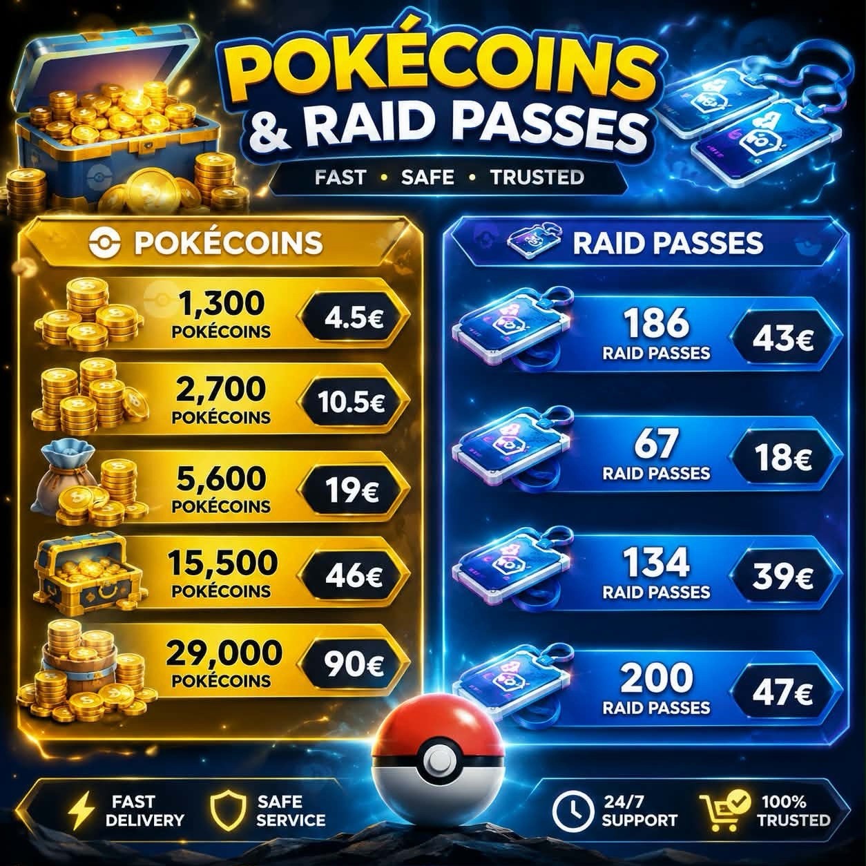 Pokemon go coins cheap 1.300-29.000 Pokecoins/ Read Description/ 15,500 Coins