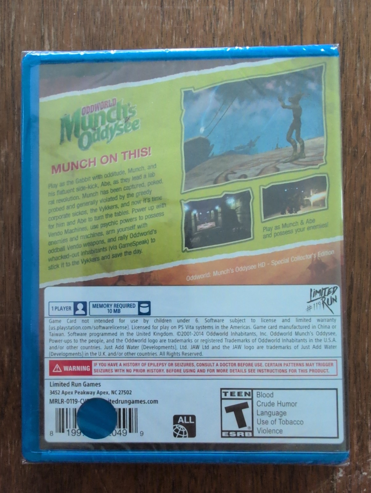 Oddworld Munch’s Oddysee – PlayStation – PS Vita – Limited Run Games #119 – Read