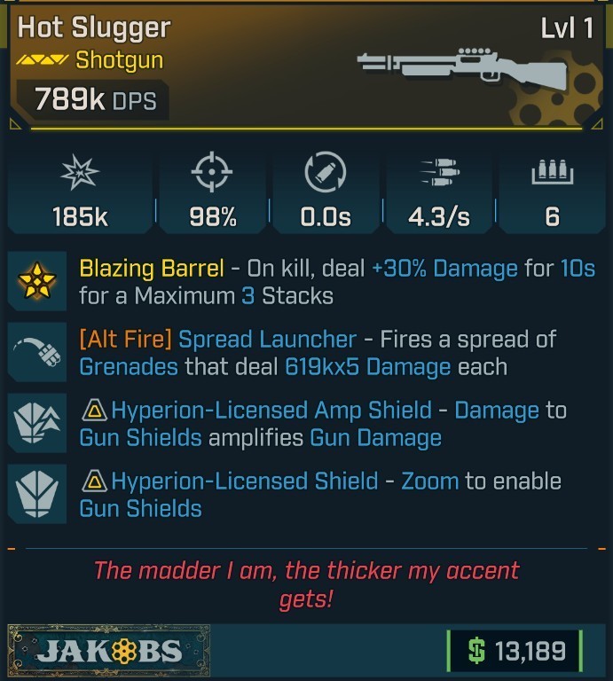 [BL4 LEVELING PACK L1] CLASS MOD + SHIELD + GRENADE + REP + ENHANCE + WEAPON)