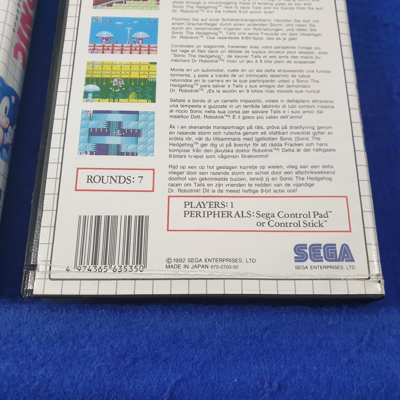 Master System SONIC THE HEDGEHOG x2 Games 1 + 2 Boxed&Complete PAL (Works in US)