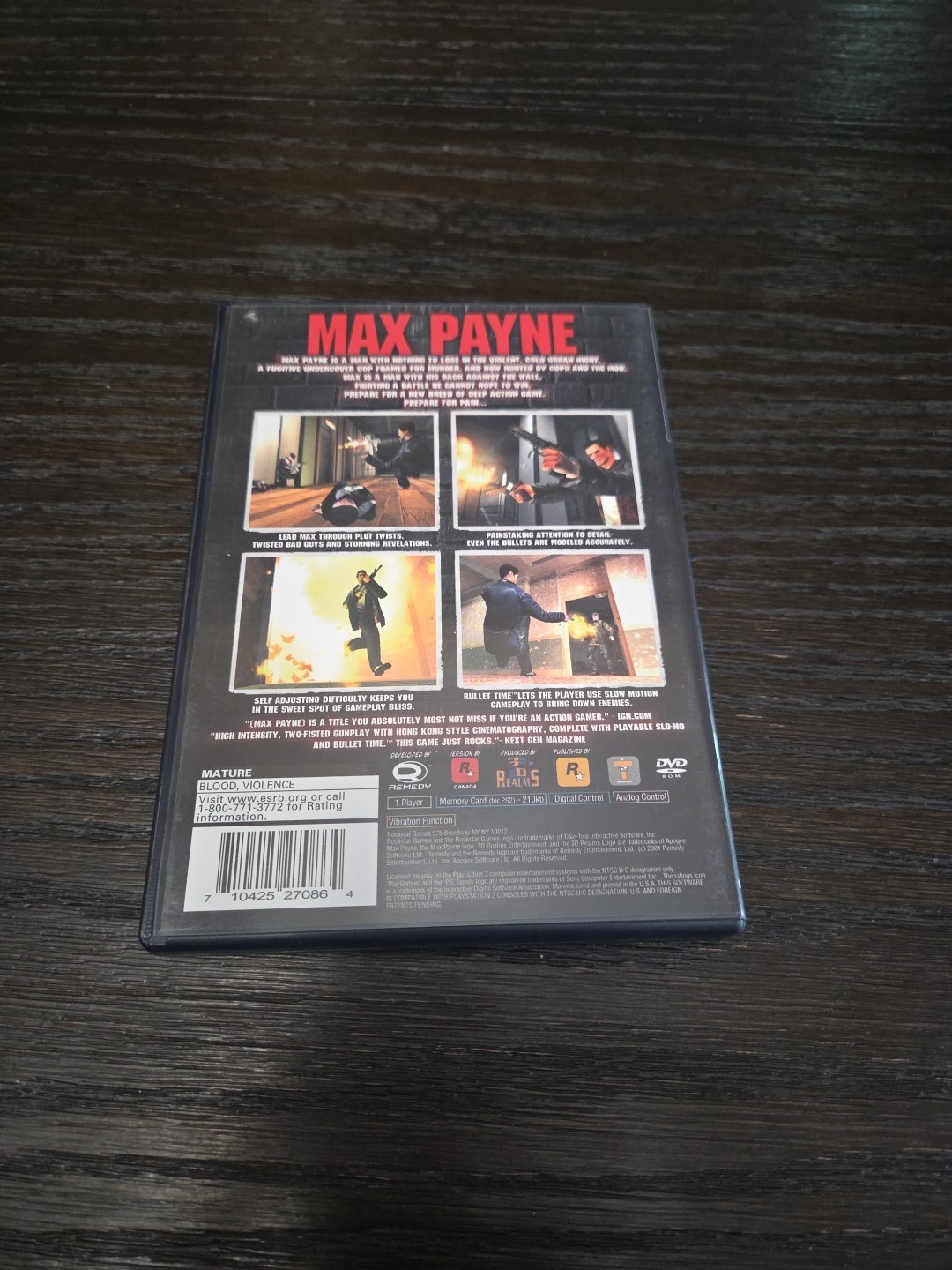 Max Payne (Sony PlayStation 2, 2001) Complete With Manual