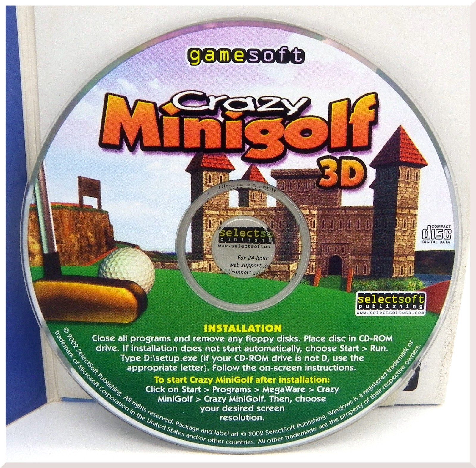 Crazy Minigolf 3D PC CD-Rom Video Game By Gamesoft Family Entertainment 2002