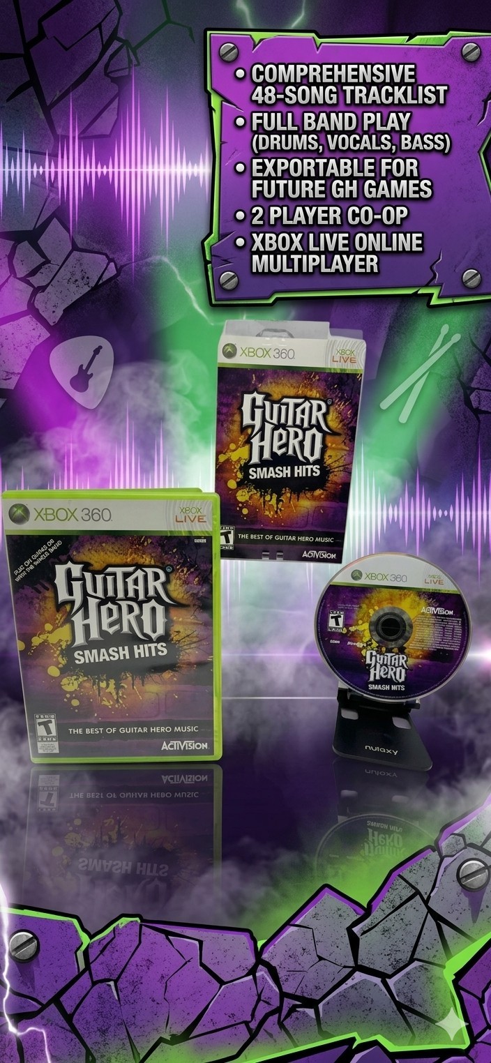 Microsoft Xbox 360 Guitar Hero: Smash Hits Complete CIB Tested-working