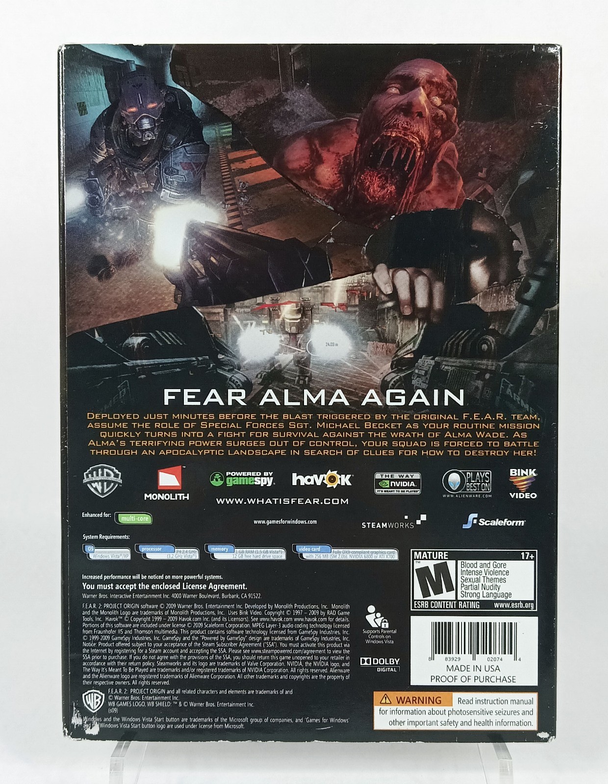 F.E.A.R. 2: Project Origin (PC, 2009) – Brand New & Factory Sealed w/ Slip Cover