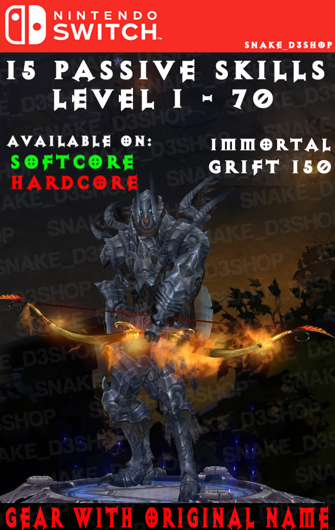 Diablo 3 – Nintendo Switch – Modded PRIMAL Set – Unhallowed Essence – D. Hunter