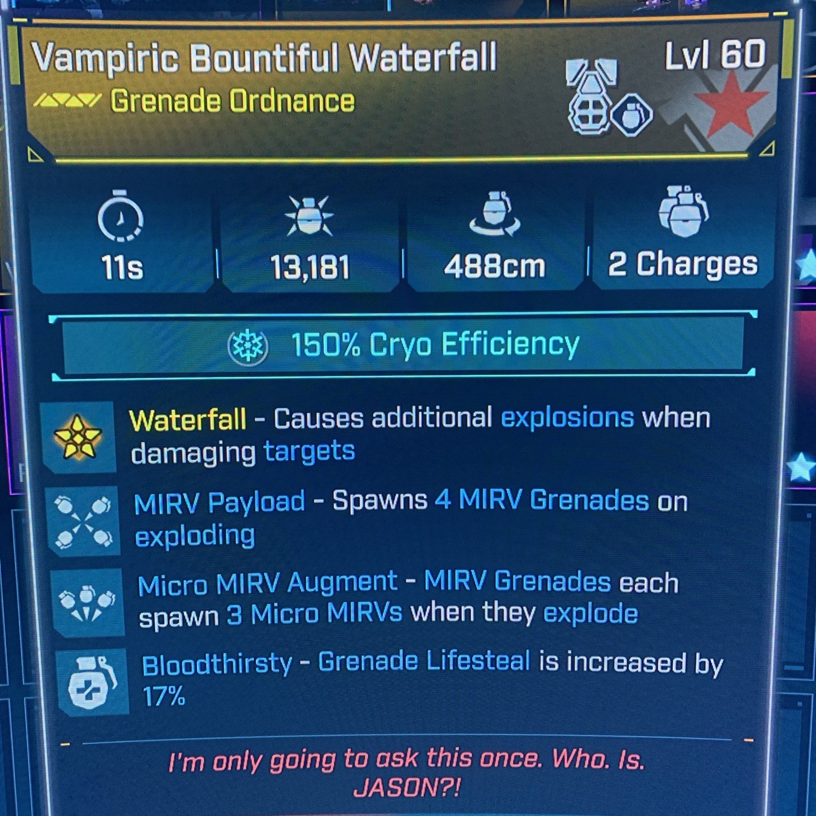 Borderlands 4⭐️LVL 60 WATERFALL GRENADE (CRYO) MIRVS ⭐️All PLATFORM