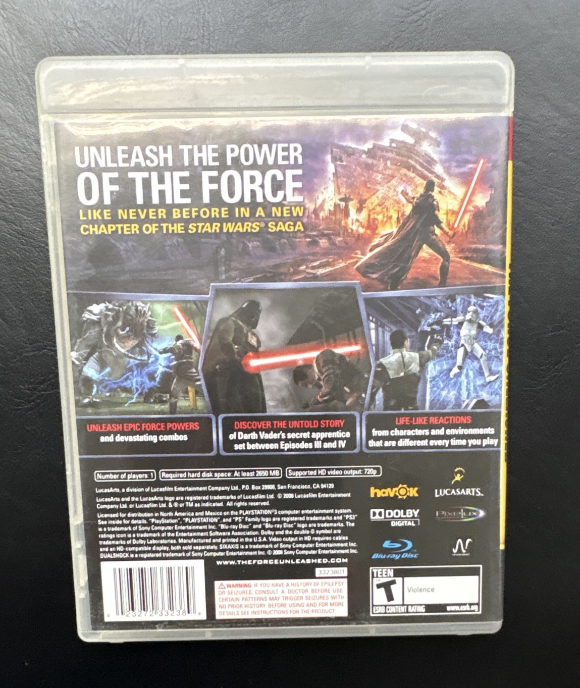 Star Wars: The Force Unleashed PS3 Manual Included LucasArts T NTSC-U/C
