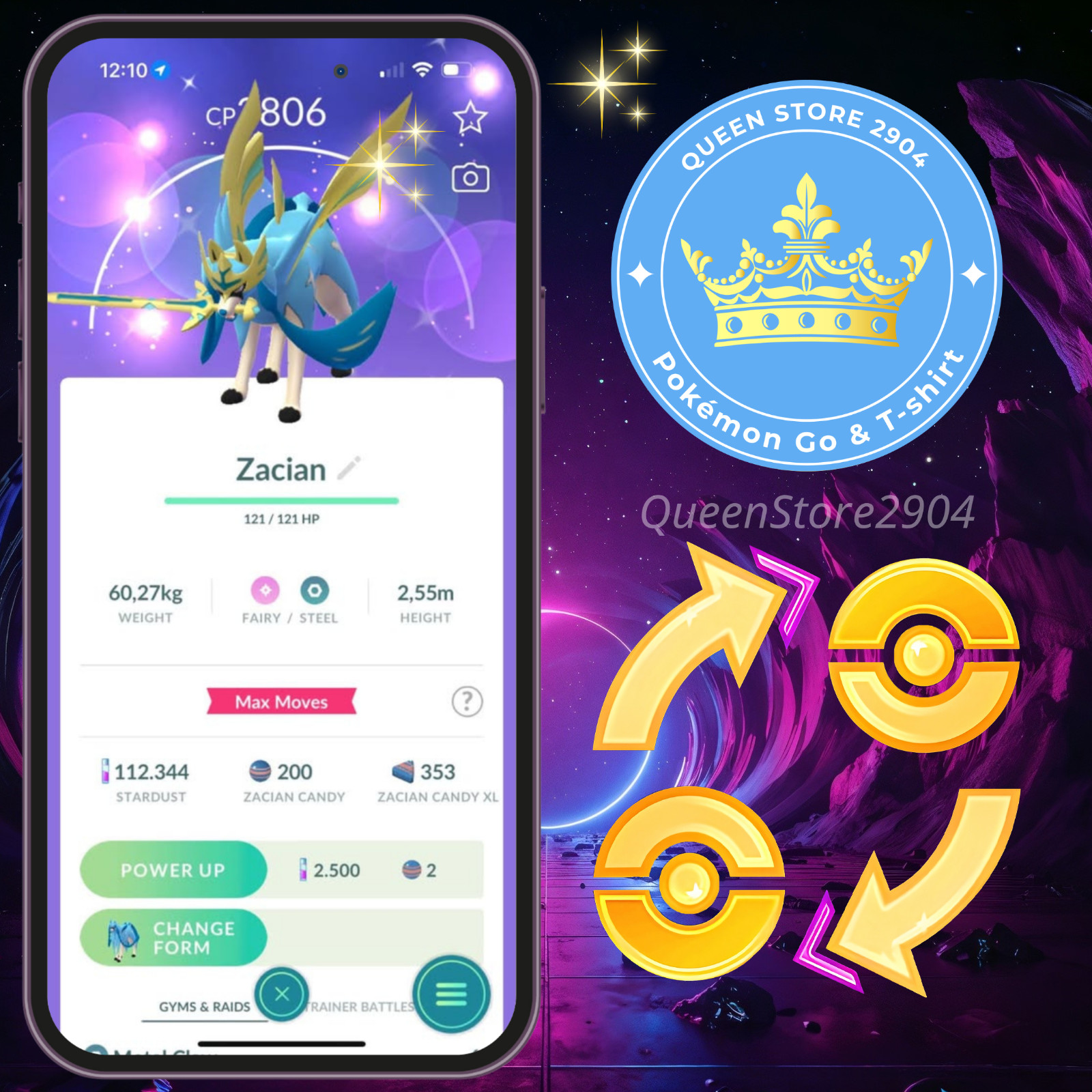 Pokémon—GO—PTC—TRADE— Shiny Zacian Crowned — Zamazenta Crowned — 20k —Digital♻️