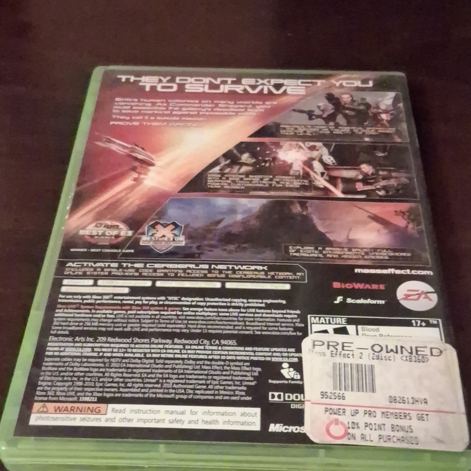 Mass Effect 2 Microsoft Xbox 360 NTSC-U/C M Rated Mass Effect Series w/ Manual