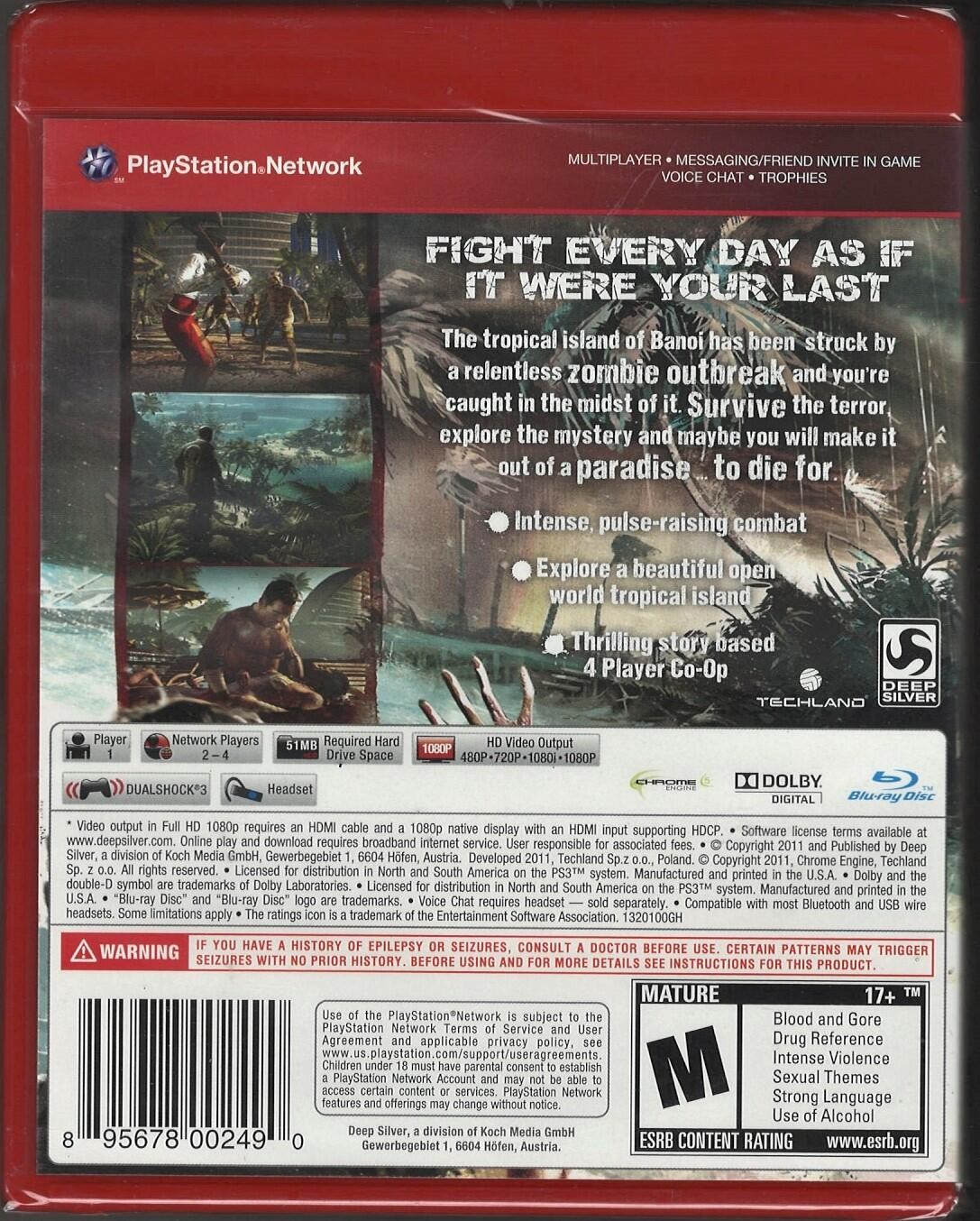 Dead Island (Greatest Hits) PS3 (Brand New Factory Sealed US Version) Playstatio