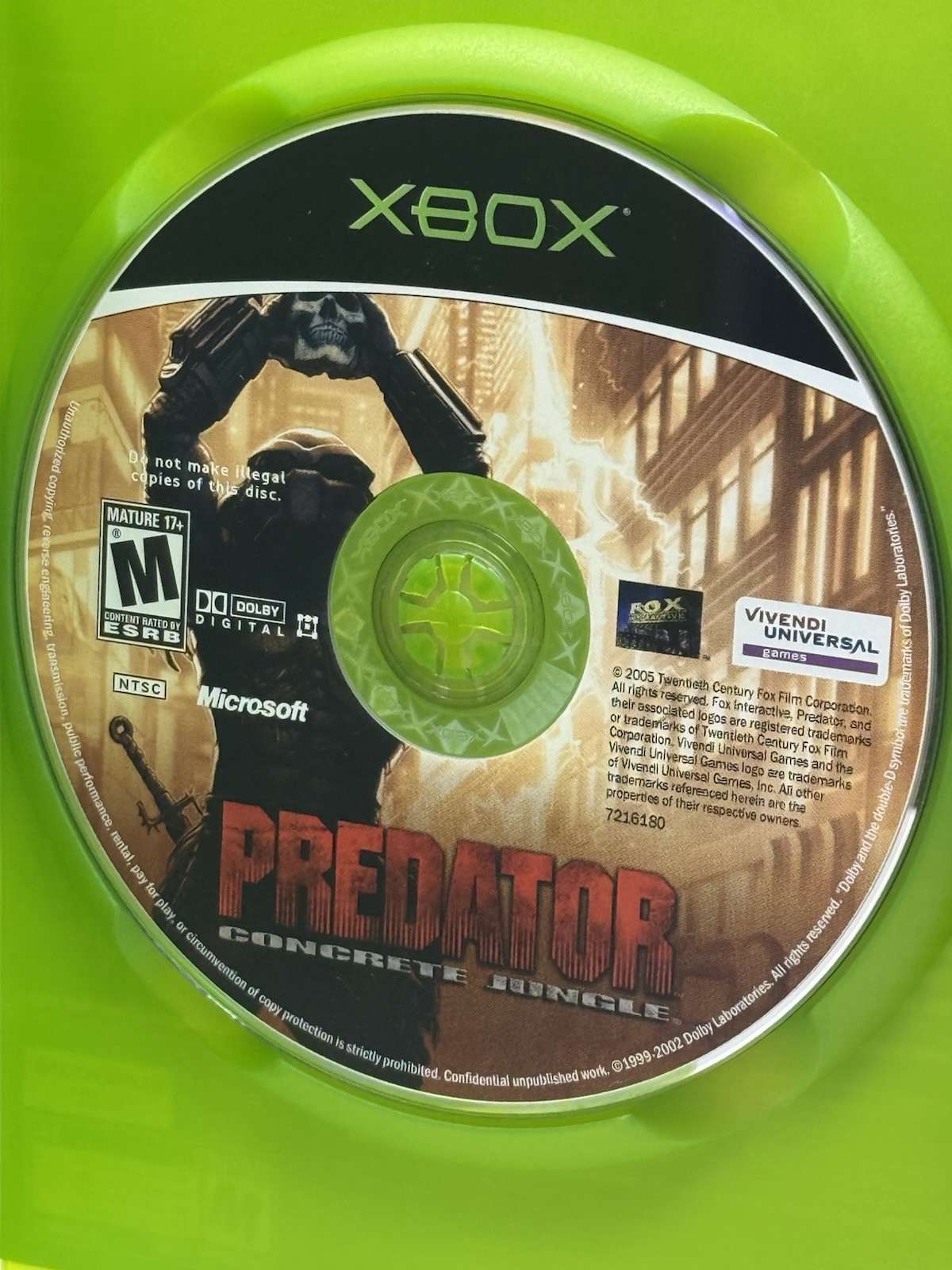 Predator Concrete Jungle Microsoft Xbox Game + Case Pristine Disc Tested Works