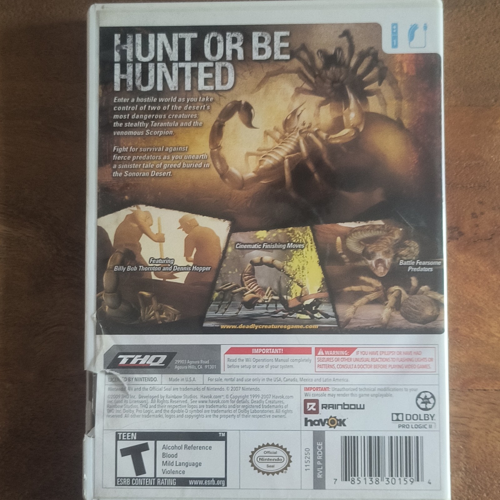 THQ Deadly Creatures Nintendo Wii Action Adventure Manual T-Teen NTSC-U/C