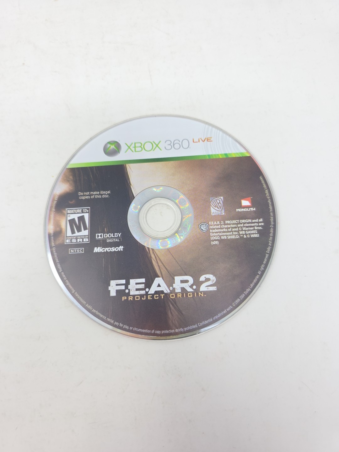 FEAR 2 Project Origin Xbox 360 Disc Only Loose Disc