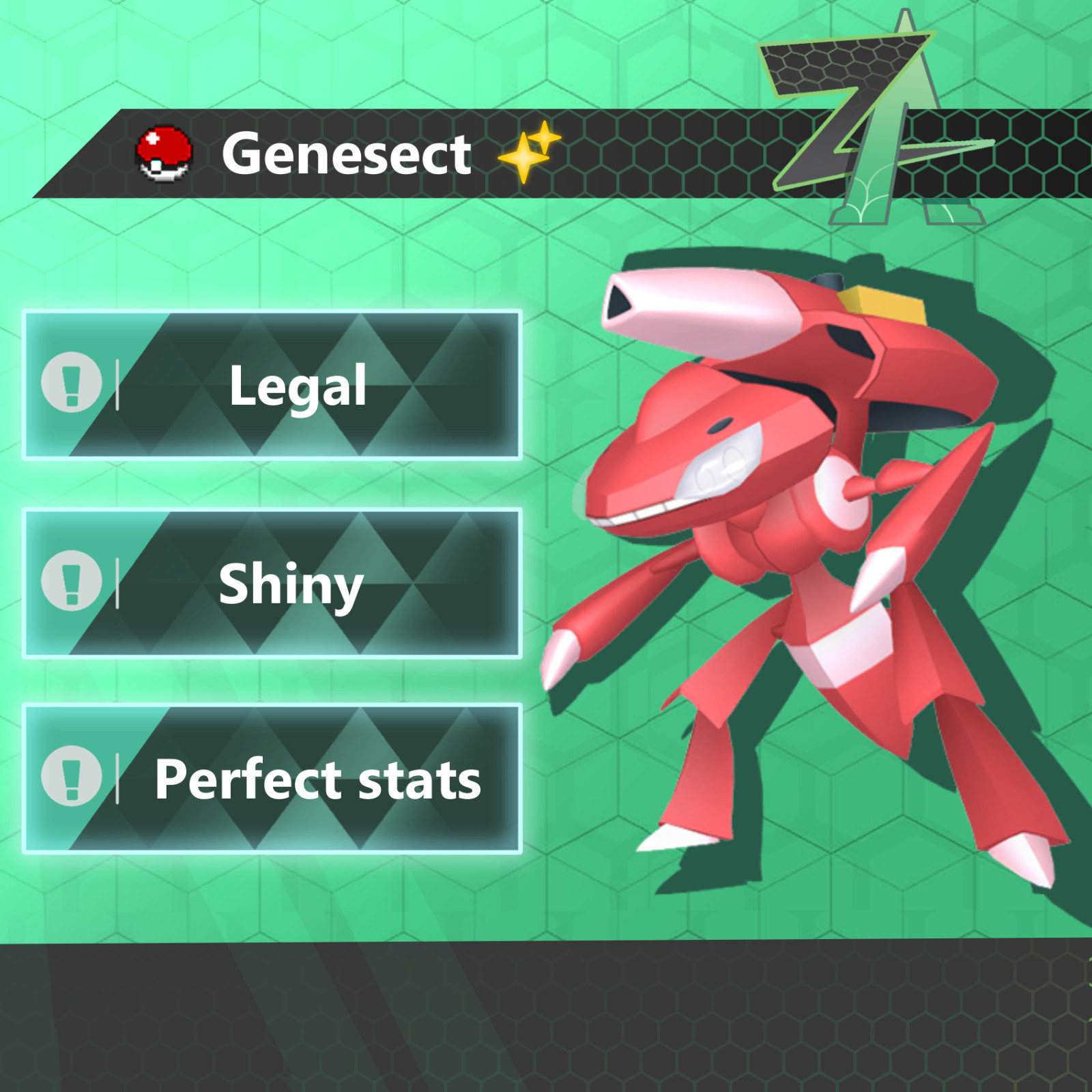 SHINY Genesect 6 IV for Pokemon Legends ZA