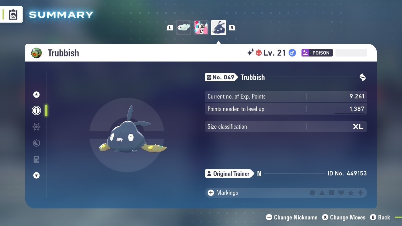 Trubbish Pokemon Legends ZA ⚫ Shiny 6 IV 🟢 Alpha ⚫ @ Master Ball