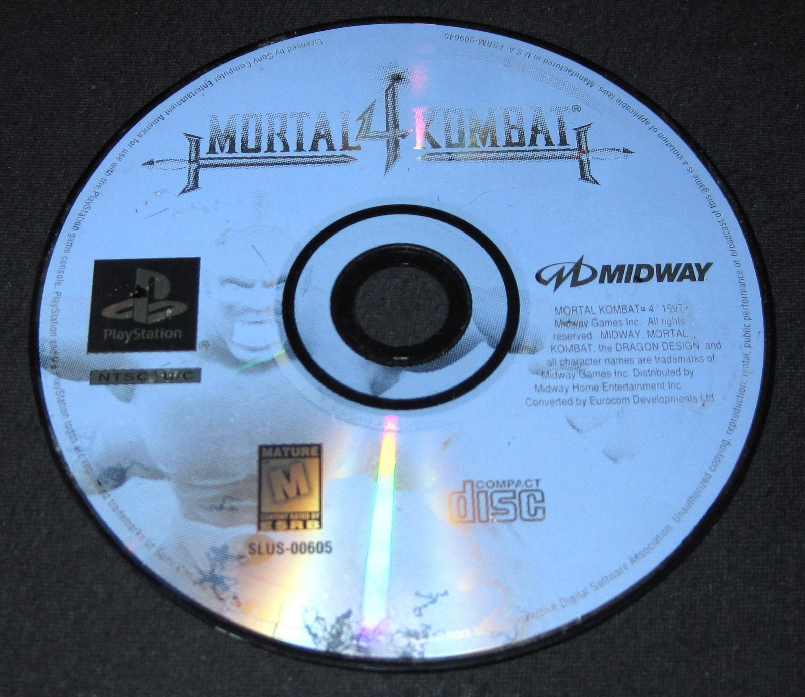 Mortal Kombat 4 (Sony PlayStation 1, PS1, 1998) Disc Only