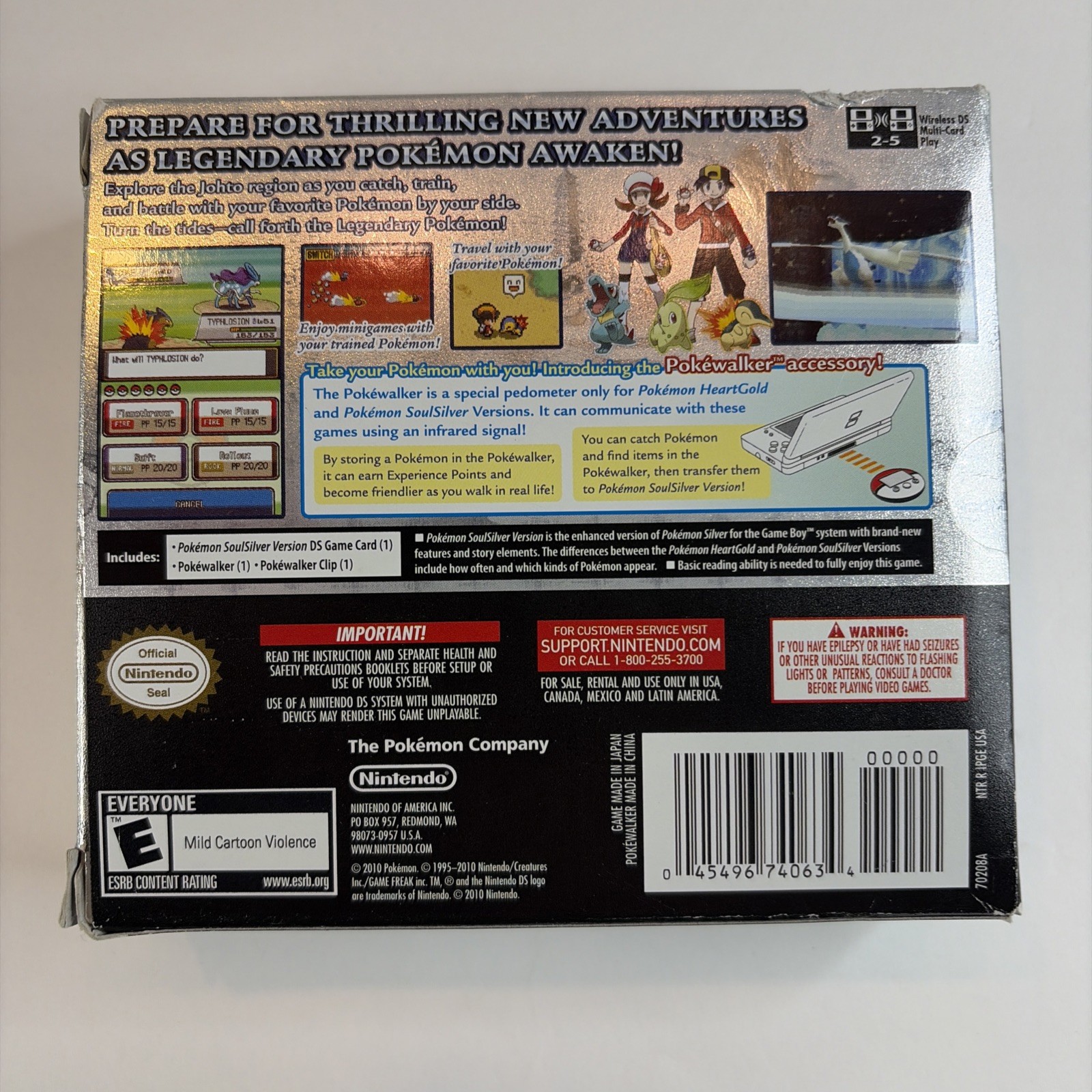 Pokemon SoulSilver Version DS Complete Big Box With Pokewalker Authentic Tested!