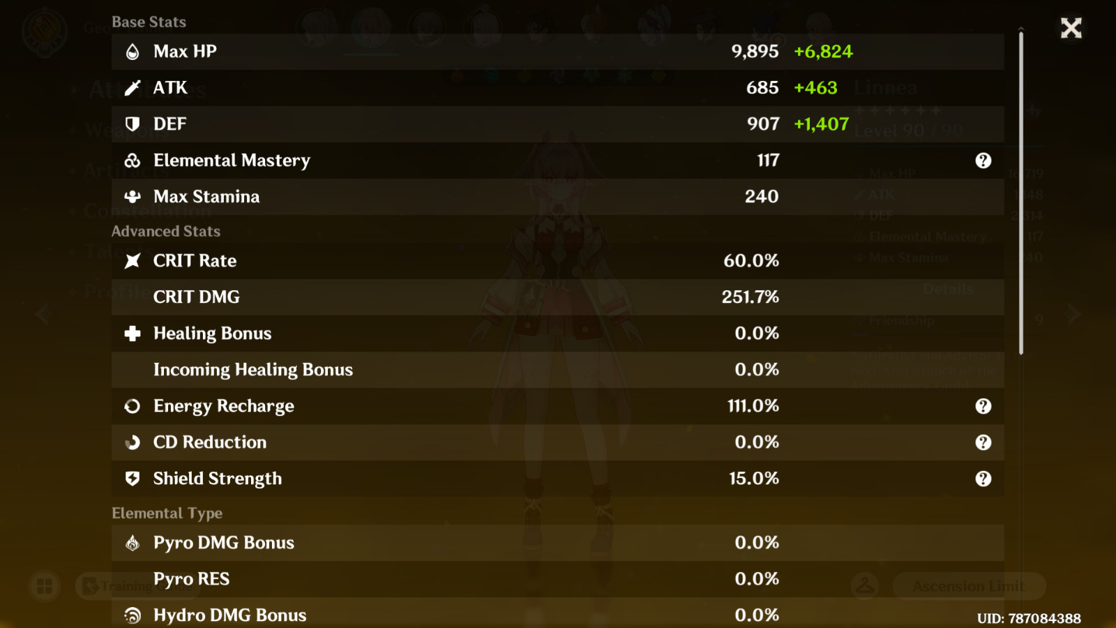 Genshin Impact Account EU AR-56 with Zibai c4 signature and Linnea C3 Singature