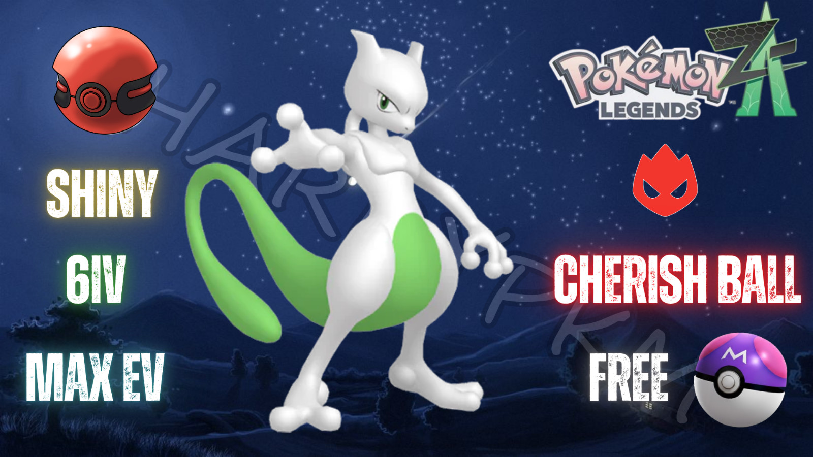 ✨SHINY ALPHA MEWTWO✨MAX 6IV EV⭐POKEMON LEGENDS ZA
