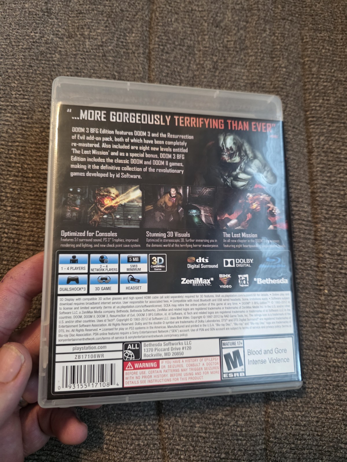 Doom 3 BFG Edition PS3 PlayStation 3 – W/ Poster TESTED