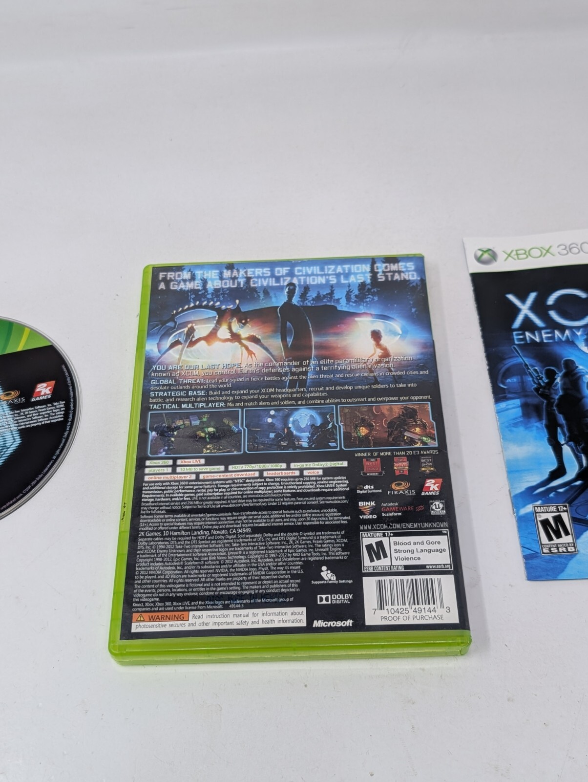 XCOM Enemy Unknown Xbox 360 Complete CIB Clean
