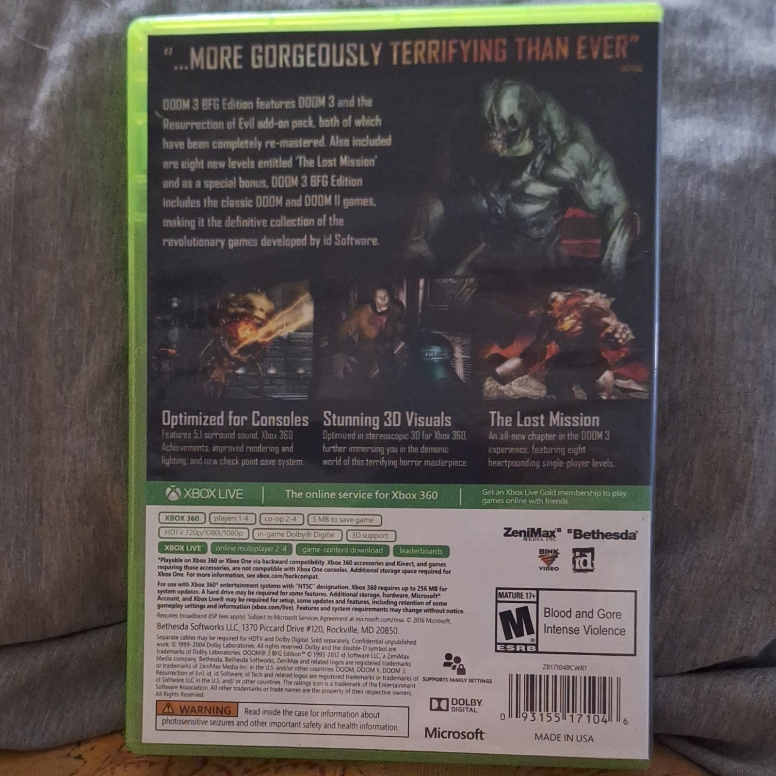 Bethesda DOOM 3 BFG Edition Xbox 360/Xbox One Multiplayer M NTSC-U/C
