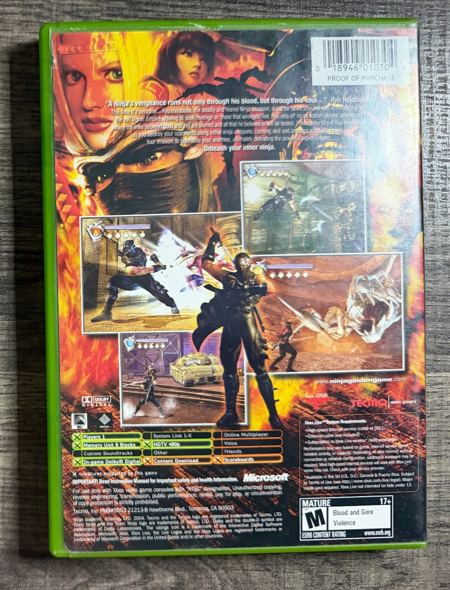 Ninja Gaiden (Original Xbox) Plays on Xbox 360 Xbox One Series X BC Tested Game