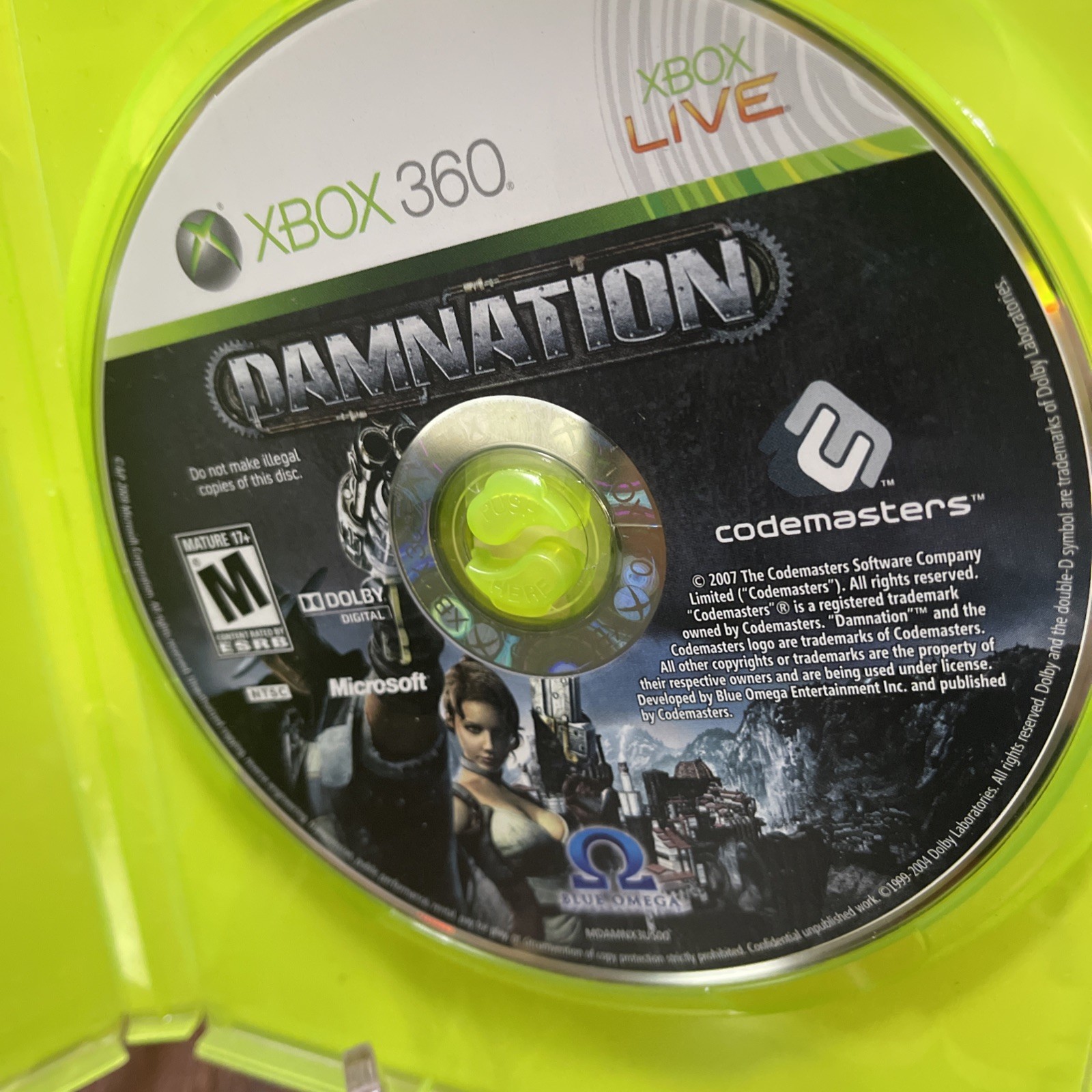 Damnation – Xbox 360 no manual or outer sleeve cover
