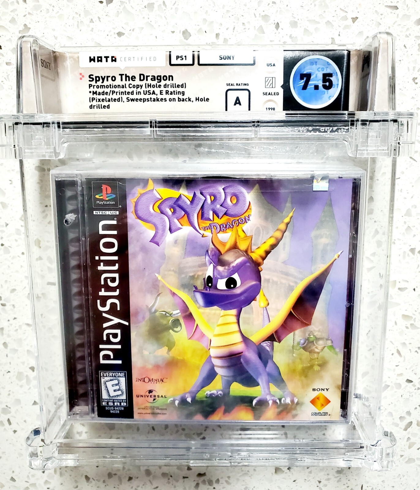 Sealed SPYRO THE DRAGON PlayStation 1 PS1 WATA 7.5 A NFR Gold Sweepstakes POP 26