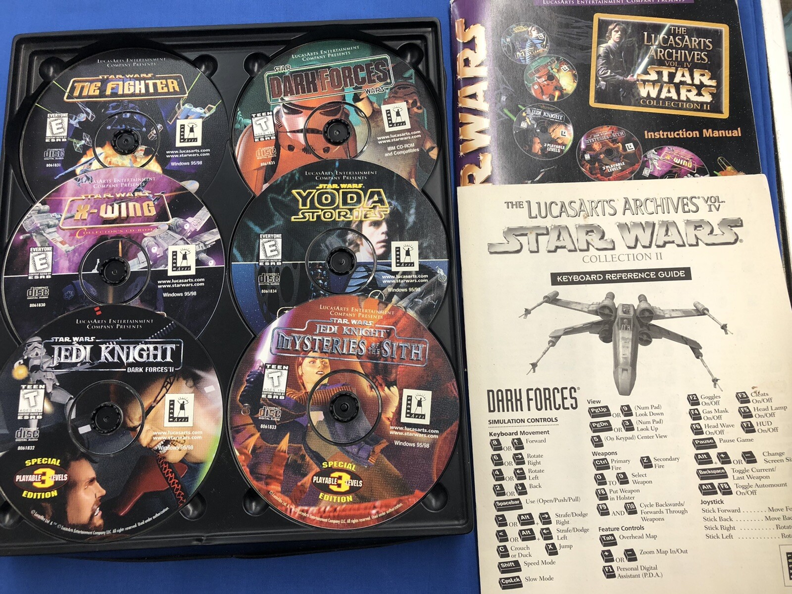 LucasArts Archives Vol. IV (PC, 1997) 6 Discs And Manual Jedi Tie Yoda No Box