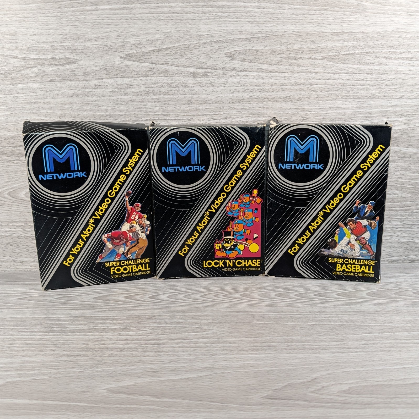 Super Challenge Football/Baseball, Lock ‘n Chase M Network Bundle Atari 2600 Lot