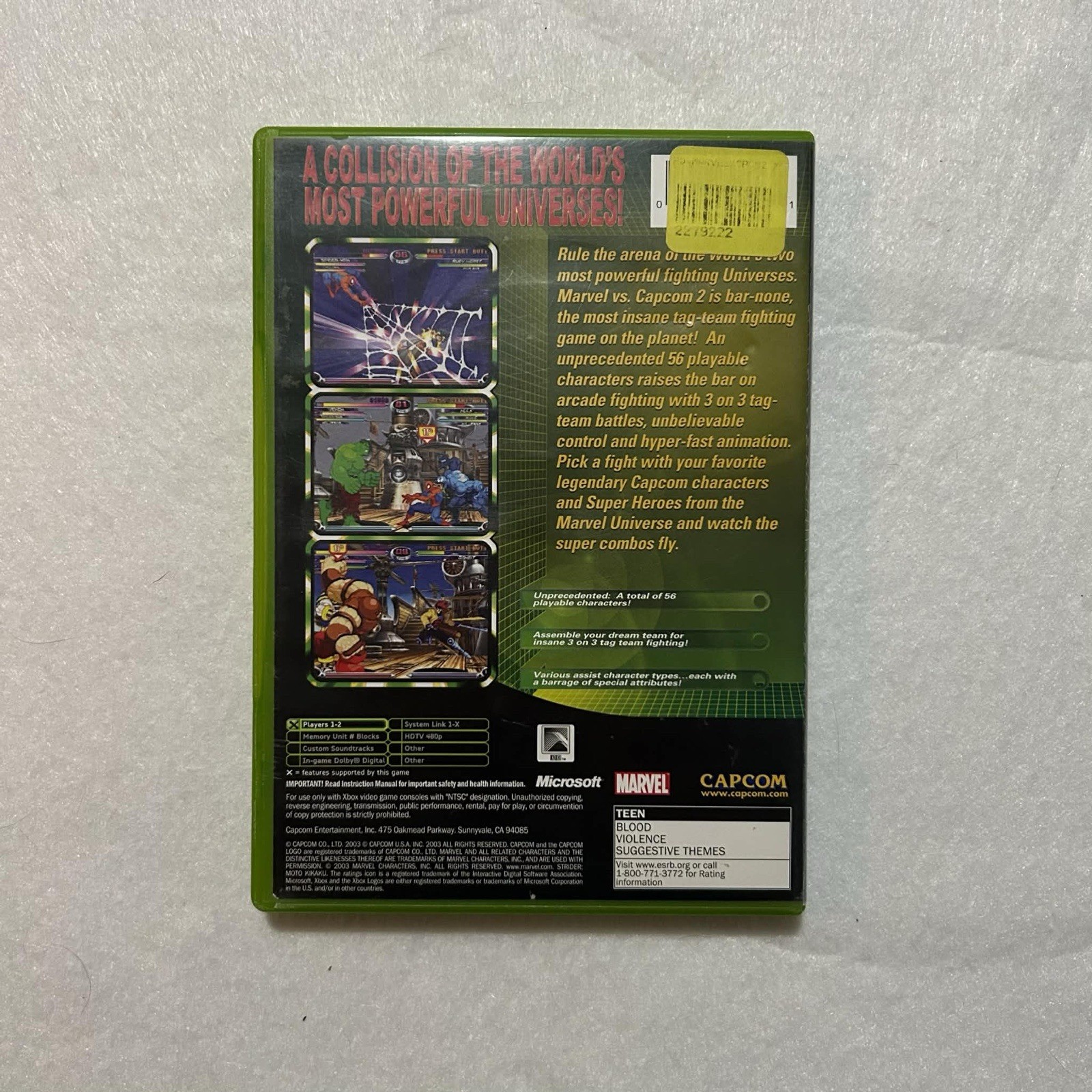 Marvel vs. Capcom 2 (Microsoft Xbox, 2003) COMPLETE CIB TESTED