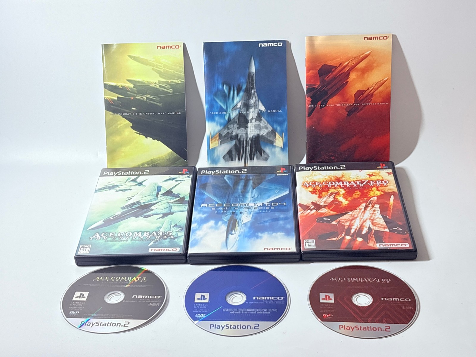 Namco Ace Combat 4 5 Zero PlayStation 2 PS2 Simulation Game Lot of 3 with Manual