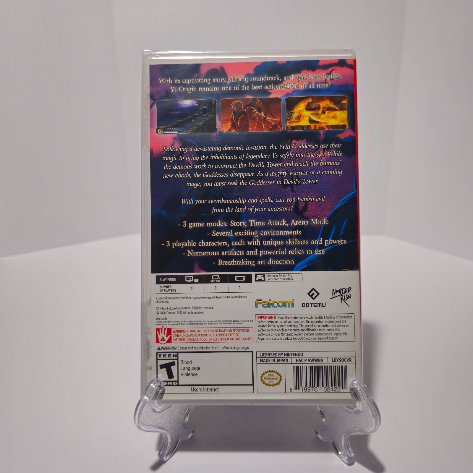 Ys Origin – Nintendo Switch – New/Sealed – Limited Run Games – ESRB