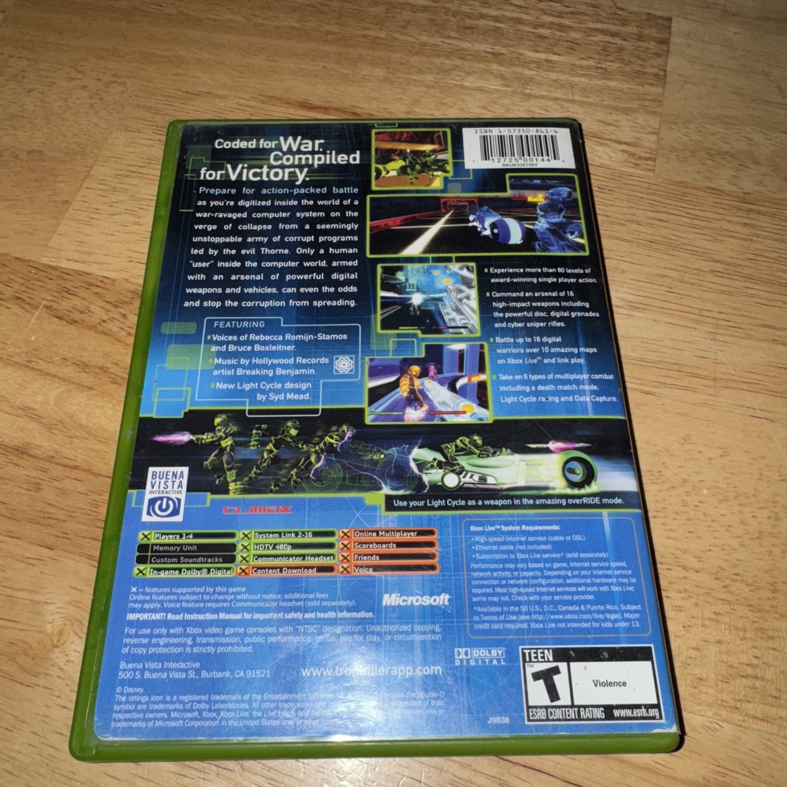 Tron 2.0: Killer App Microsoft Original Xbox No Manual Buena Vista Interactive