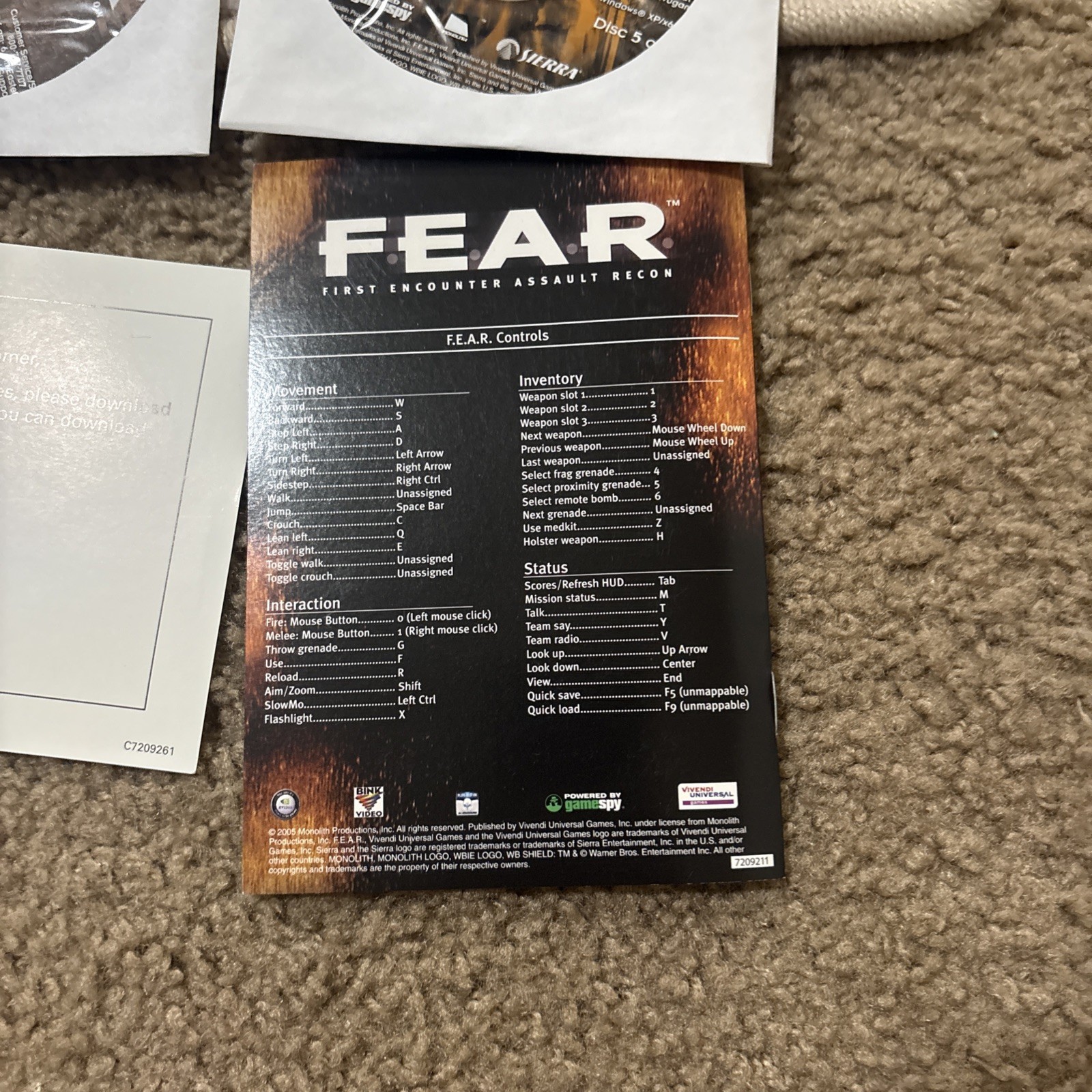 F.E.A.R.: First Encounter Assault Recon (PC, 2005) Complete Disc
