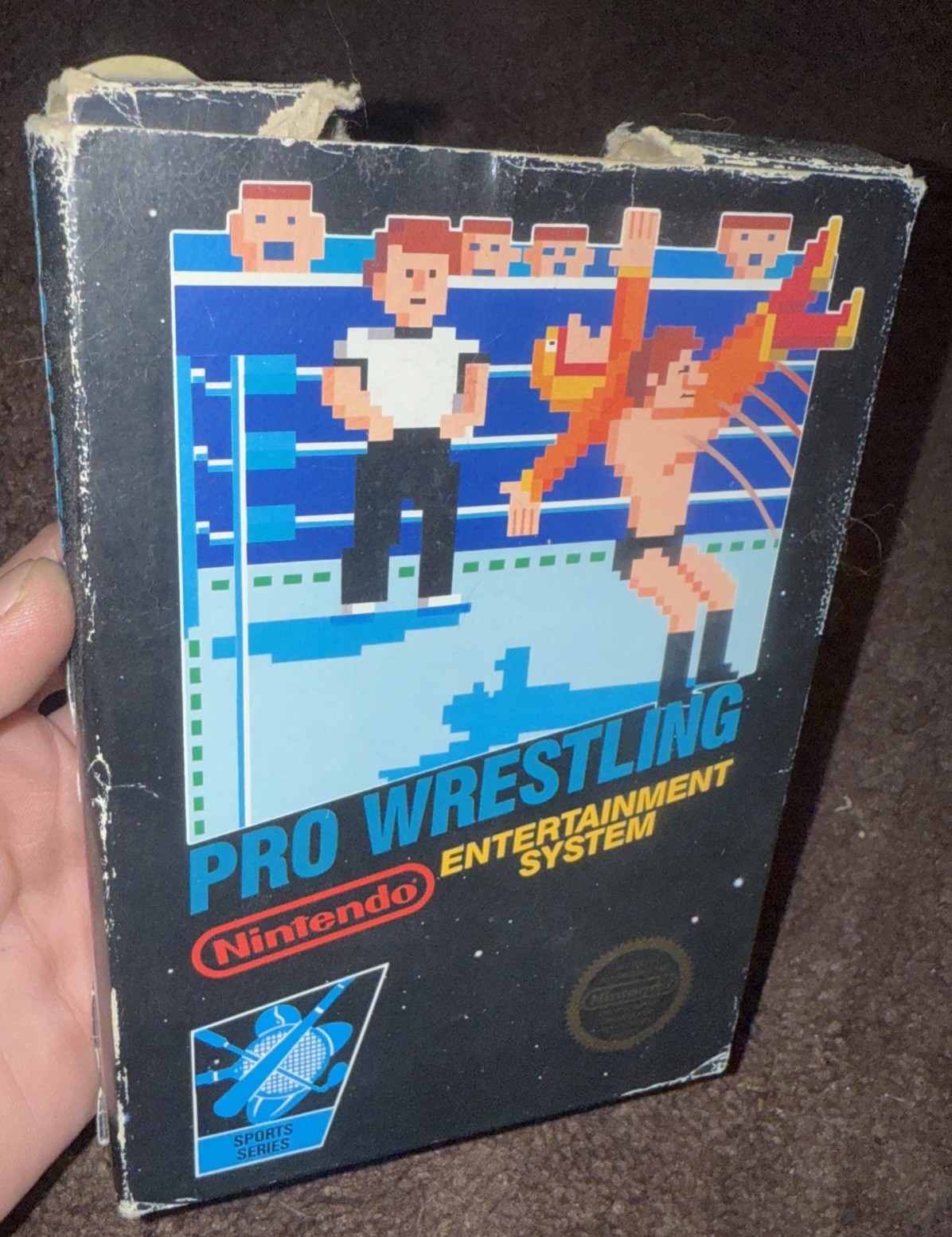 Nintendo NES Pro Wrestling Game Black Box Sports Game Cartridge Box Manual Rare