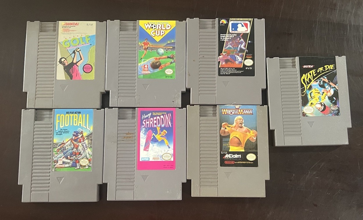 Nintendo NES sports Lot Of 7 – Golf Baseball Wrestle mania – Tested & Authentic