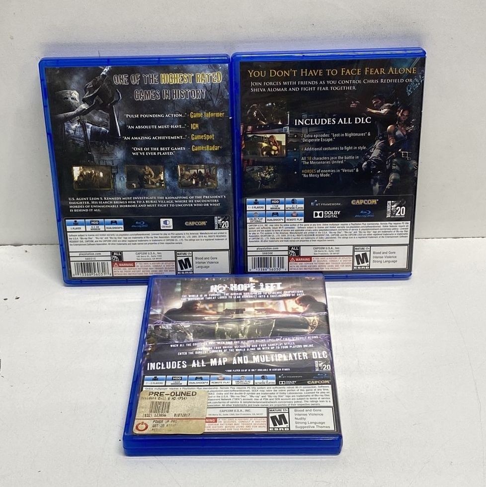 Resident Evil 4 5 6 Capcom PlayStation 4 PS4 Game Lot 3 Games