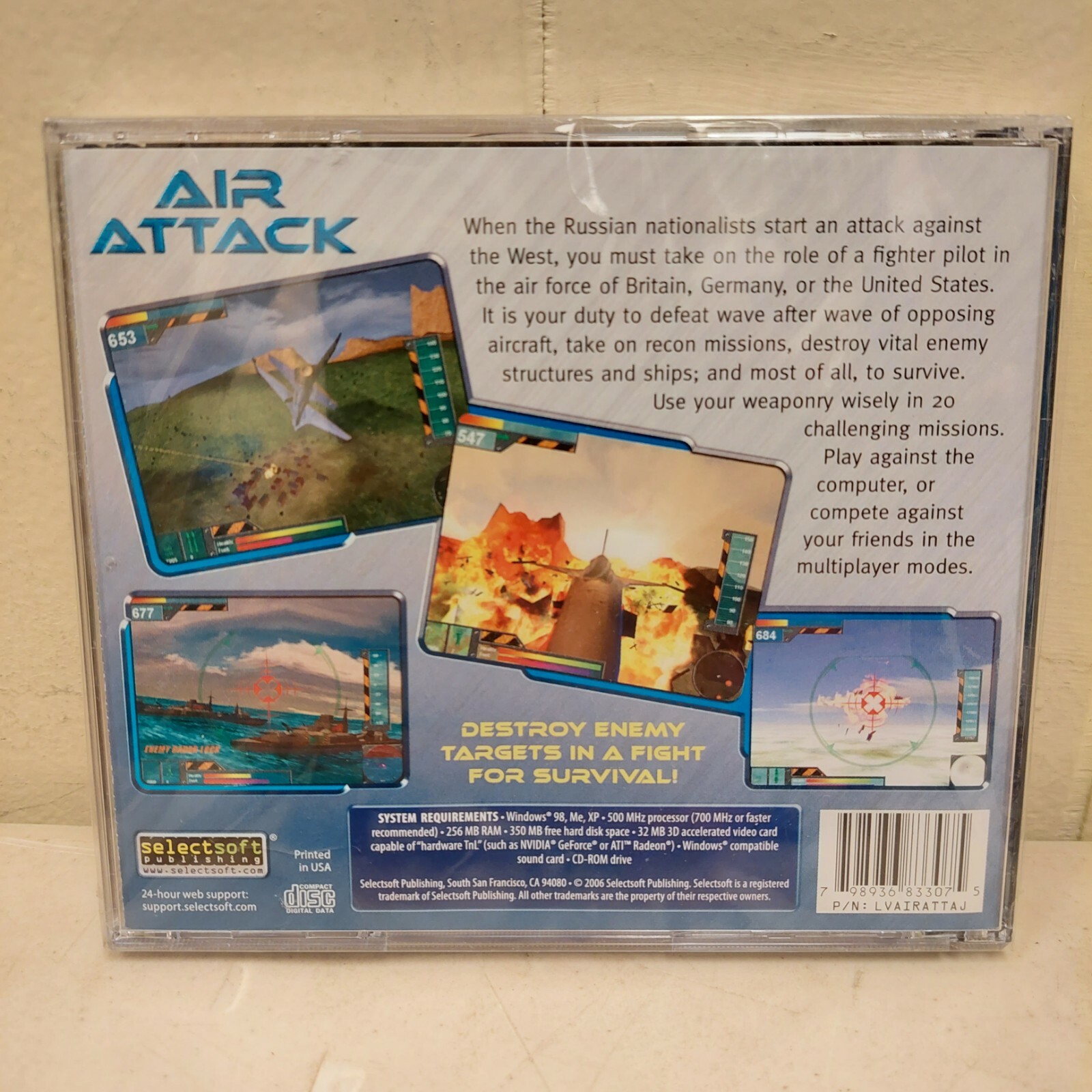 Air Attack Combat Simulator PC CDROM Adrenal Rush Games Windows Cd Rom XP Vista