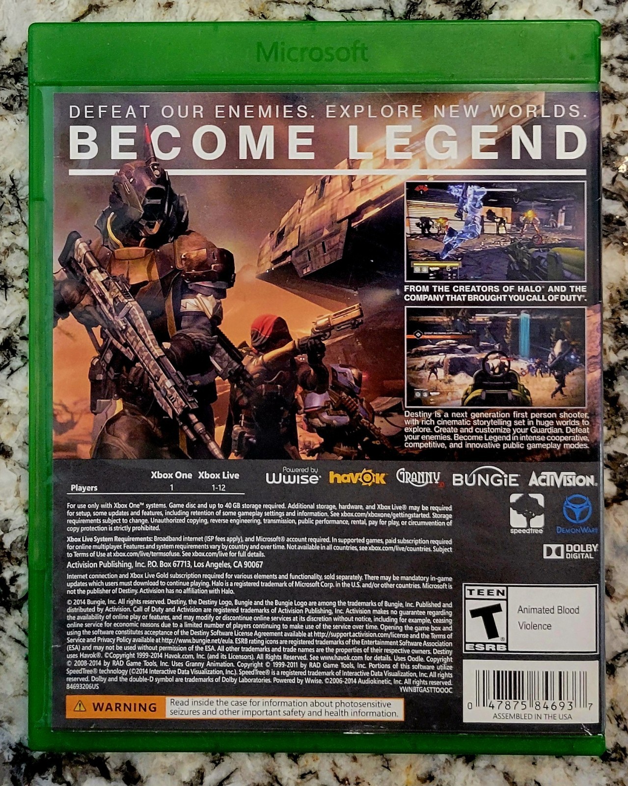 Microsoft Xbox One: DESTINY, CIB, MANUAL, CLN DISC, TESTED, FAST SHIPPING