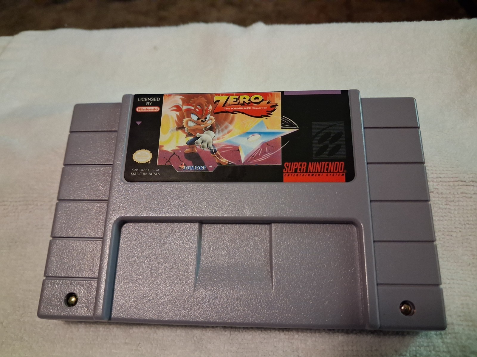 Zero The Kamikaze Squirrel SNES Authentic Cartridge Tested Working