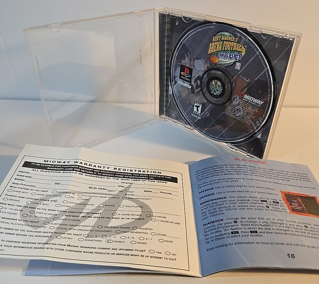 Kurt Warner’s Arena Football Unleashed (Sony PlayStation 1) Complete w/manual