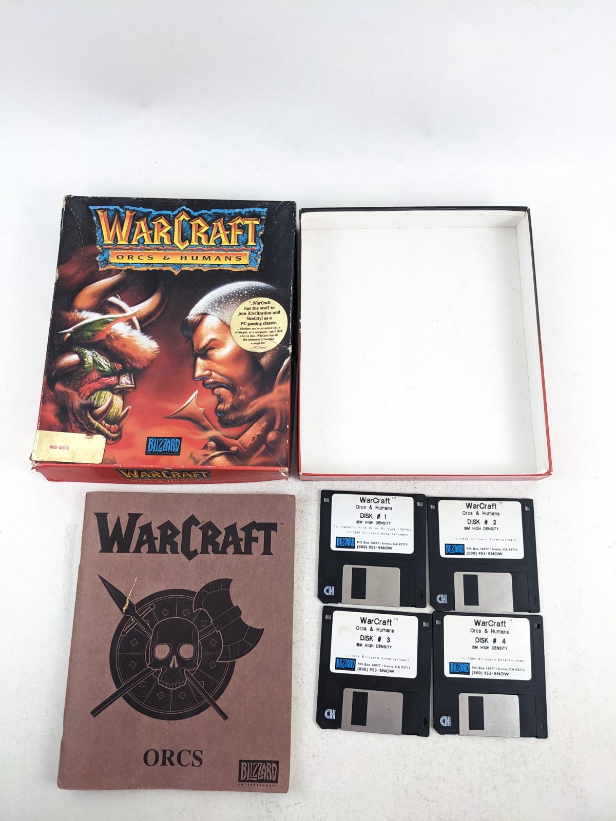 Warcraft: Orcs & Humans MS-DOS ORIGINAL 3.5 Floppys w/ Box READ