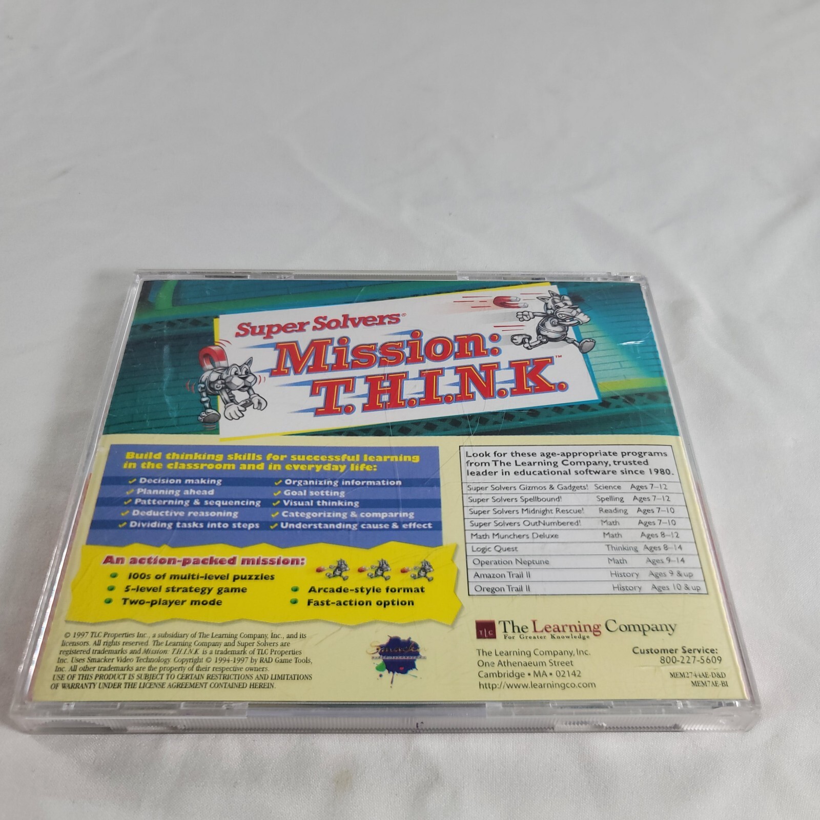 1997 Super Solvers Mission THINK Learning Game, CD Rom Ages 7-12 Win Mac